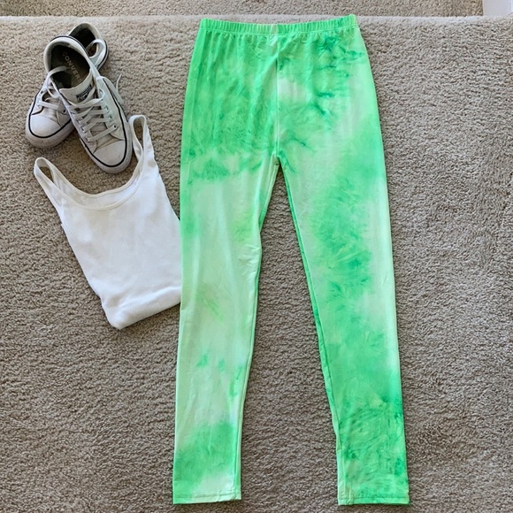 Neon Green Tie Dye Leggings - Picture 6 of 6